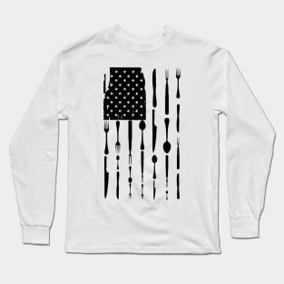 Chef Cook Tools In American Flag Long Sleeve T-Shirt